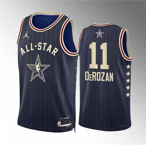 Mens 2024 All-Star #11 DeMar DeRozan Navy Stitched Basketball Jersey